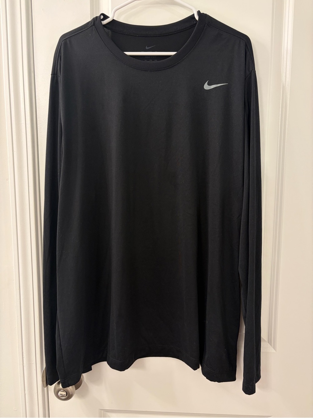 Nike Black Long Sleeve Dri-FIT Athletic Tee with Silver Swoosh